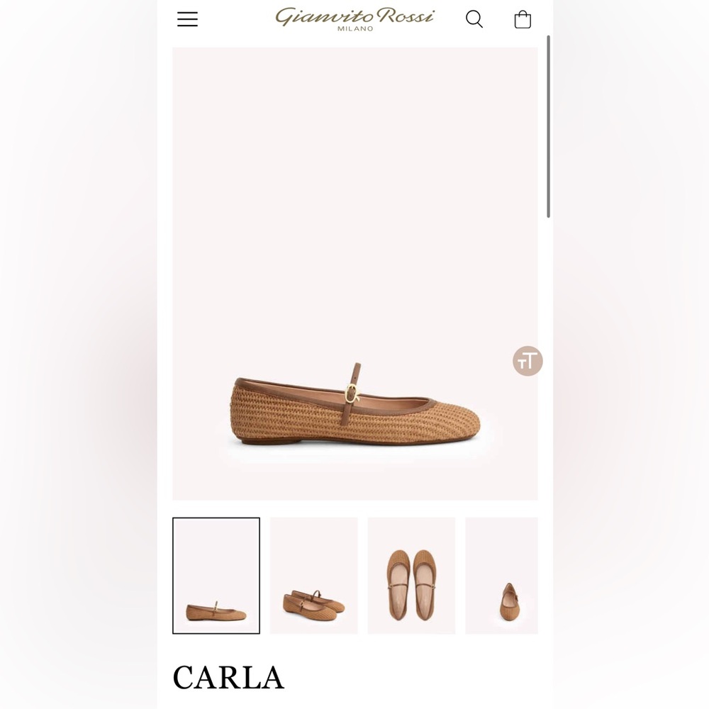 NEW NEVER WORN Gianvito Rossi “Carla” Tan Woven Mary Jane Flats 40